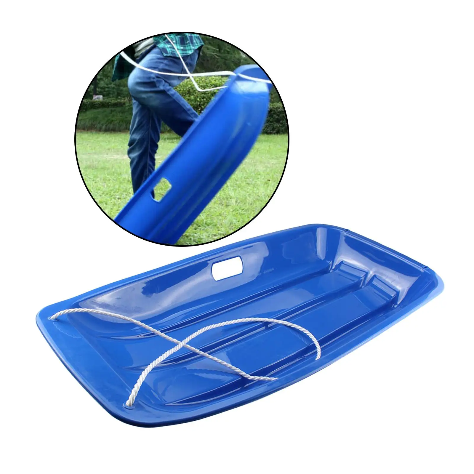 Snow Sled Outdoor Luge Grass Skiing Board Downhill Skating Toboggan Slider with Pull Rope for Kids Adults