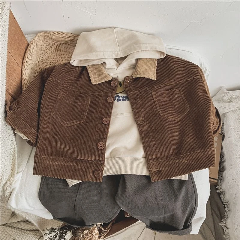 Childrens Retro Coat - Japanese Korean Autumn Winter Jacket for Boys  Girls