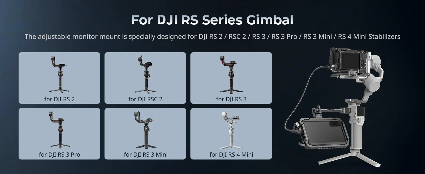 Adjustable Camera Monitor Mount for DJI RS 3/RS 3 Pro/RS 3 Mini/RS 4 Mini Stabil