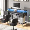 Computer Desk with LED Lights & Power Outlets, Home Office Desk with 4 Drawers, Writing Desk with Keyboard Tray 1