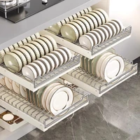 ชั้นวางจานสแตนเลสแบบดึงออกได้ ชั้นวางจานแบบลิ้นชัก ชั้นวางจานแบบมีรูระบายน้ำ ทนทาน ผลิตจากเหล็กแข็งแรง รางเลื่อนแบบลูกปืนเงียบ 4