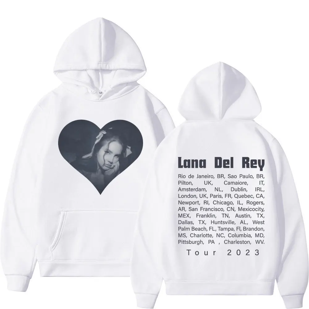 

2023 Singer Lana Del Rey Tour Print Hoodies Men Women Hip Hop Vintage Hooded Sweatshirts High Street Fashion Oversized Pullovers