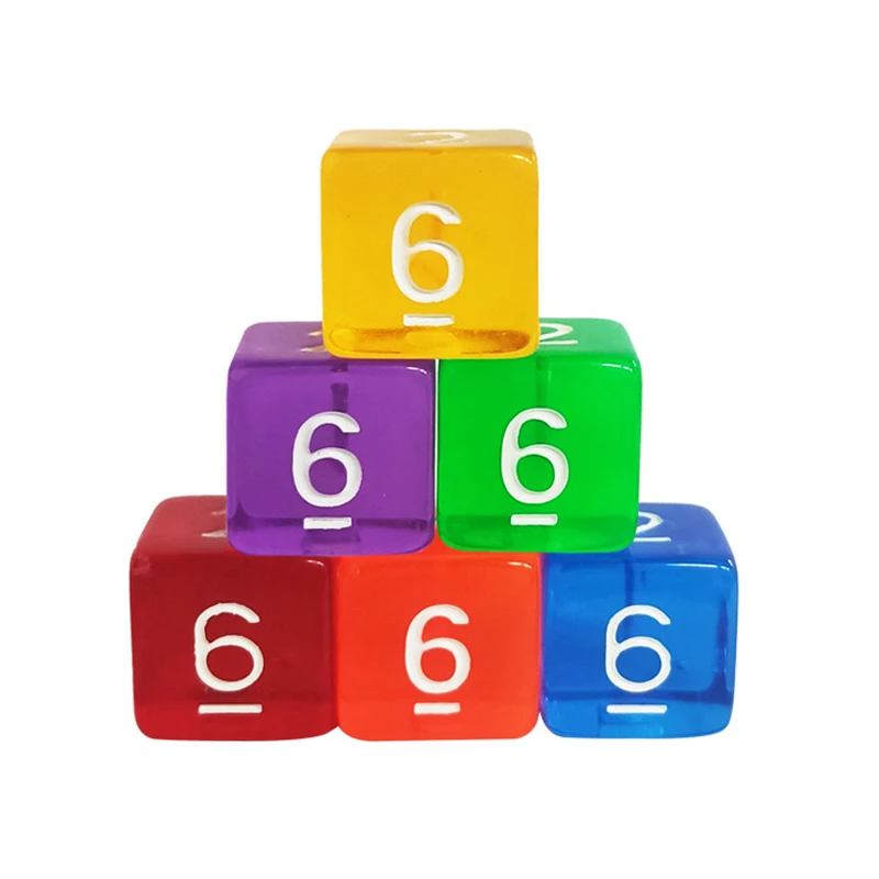 12PCS Transparent Dice 16MM Education Math Games For Kids Ideal Gift for Children Juegos De Mesa Familiares Divertidos 4