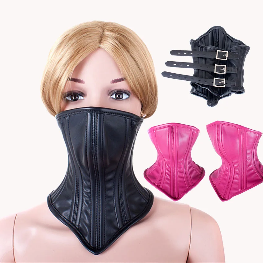 Soft PU Leather Chastity Posture Corset Neck Collar 1