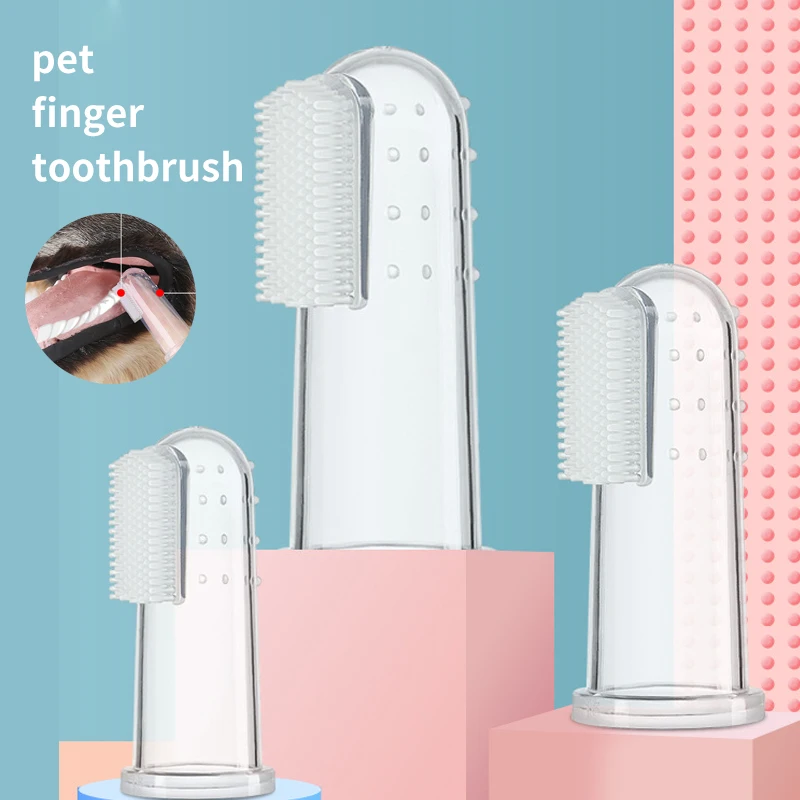 10pcs Finger Cots Toothbrush Pet Teeth Cleaning Silicone Toothbrush Dog