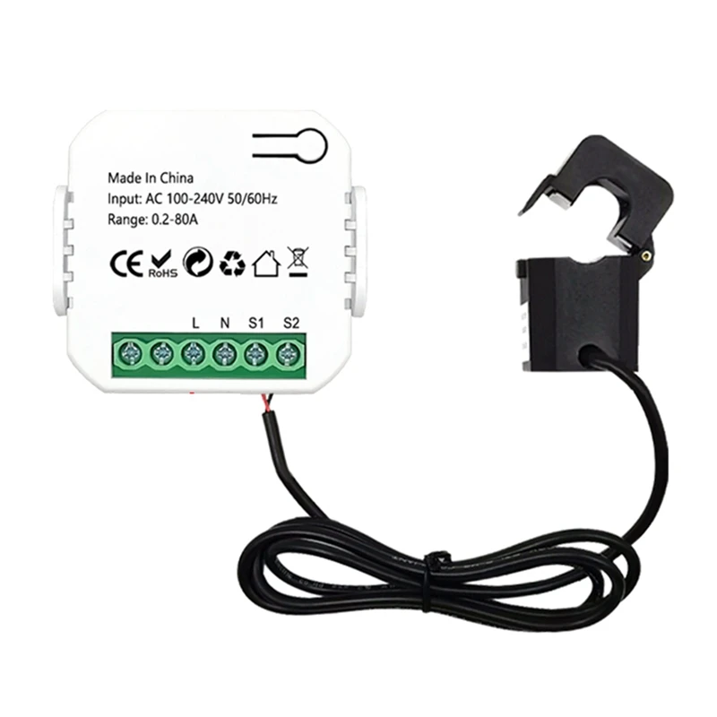 

Tuya Smart Life Wifi Energy Meter 80A With Current Transformer Clamp Kwh Power Monitor Electricity Statistics110v 230V