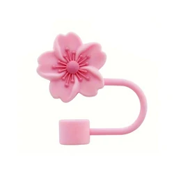 Charming Flower Silicone Straw Covers - Cute Dust Cap Straw Tips (Pink 1PCS)