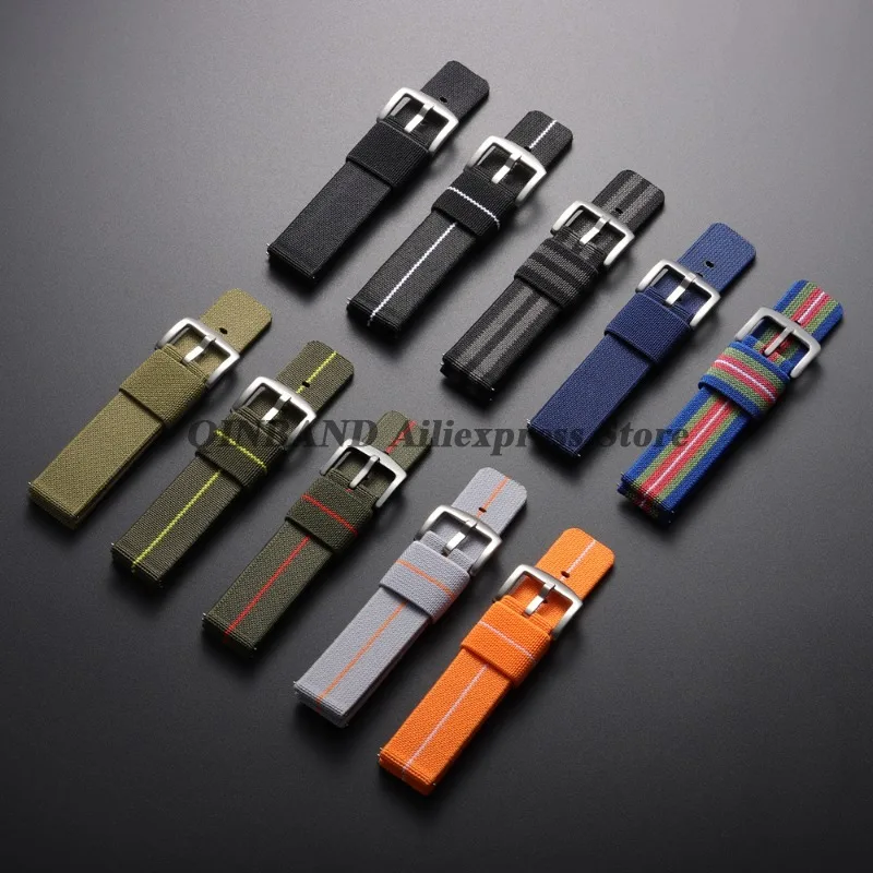 Nylon Military-Style Woven Elastic Watch Band - Quick Release Sport Strap Accessory