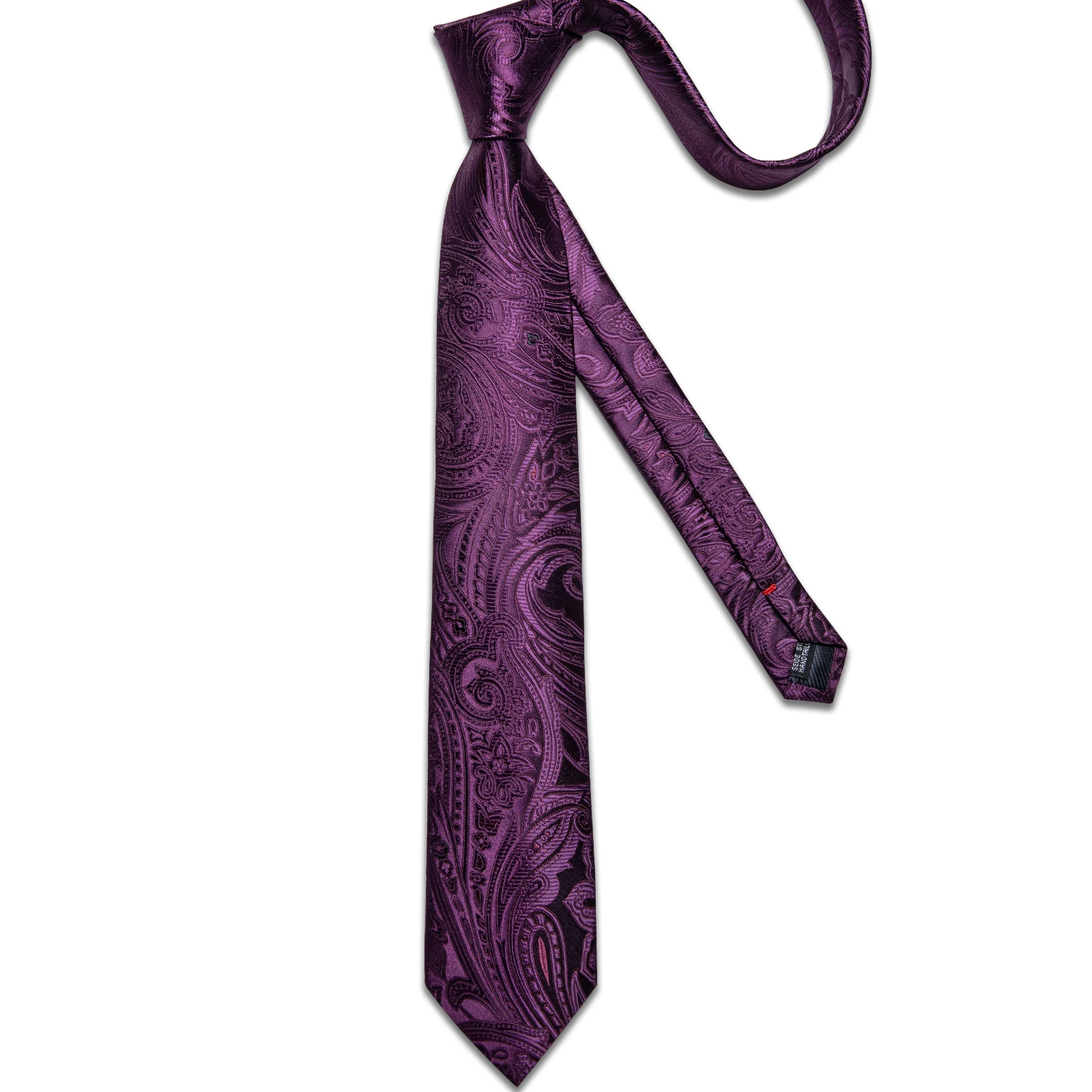 Ties for Men Luxury Purple Paisley Elegant 100% Silk Business Wedding Party Neck Tie Pocket Square Cufflinks Accessories Gift images - 6