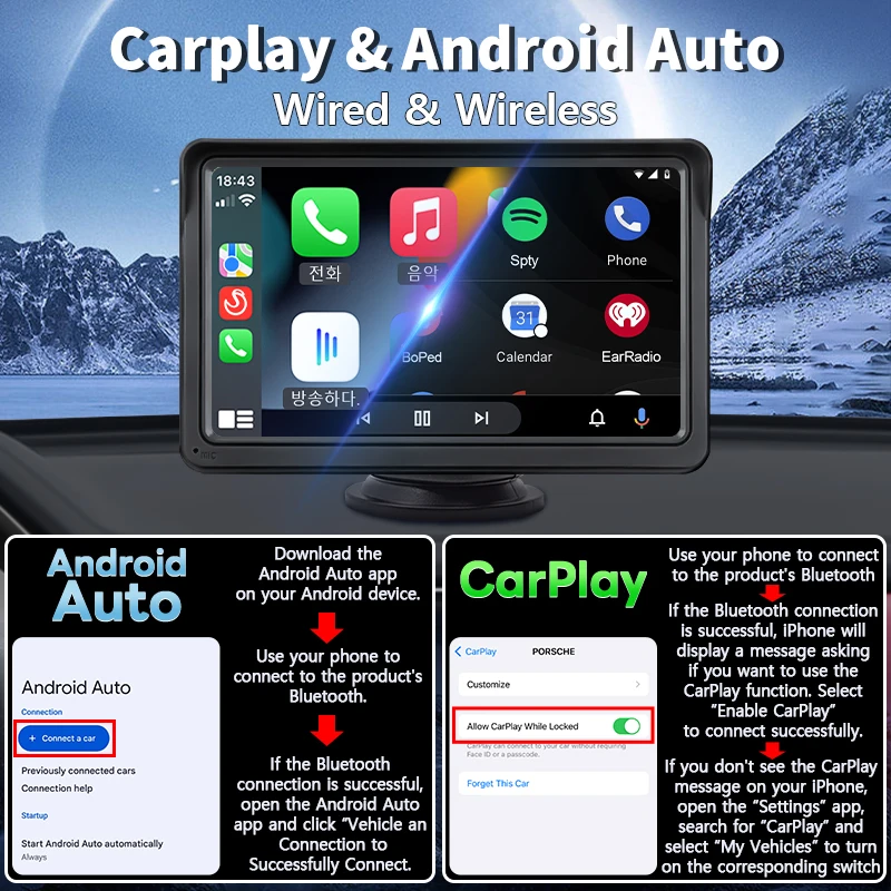7inch Car Monitor Radio Multimedia Bluetooth Video Portable Player Universal Wir