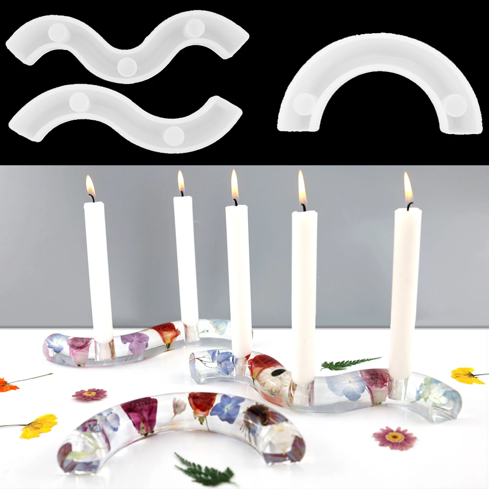 Curve Linear Candlestick Silicone Mold DIY Crystal Epoxy Resin Candle