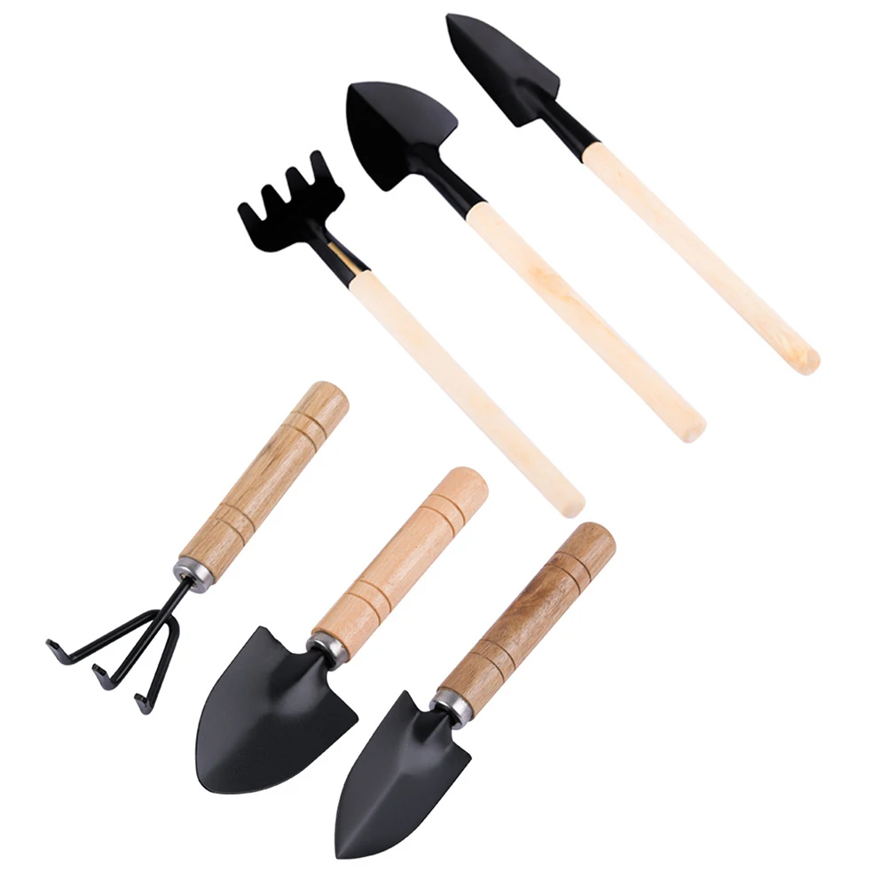 3Pcs Shovel Rake Spade Set Mini Garden Tools Multifunction Bonsai Tools Set Wooden Handle Hand Planting Tools for Kids