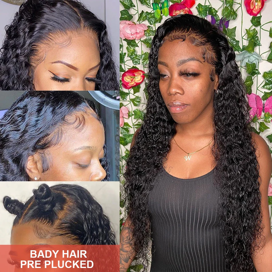 13x6 Human Hair Wig HD Lace Frontal Human Hair Wigs For Women Cheap 30 40 Inch Loose Deep Wave Curly Brazilian Choice Black 4