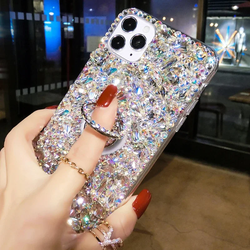 Rhinestone Glitter Case Stand Back Phone Cover for Samsung Galaxy A22 A32 A52 A71 A5 A72 A73 A53 A33 A55 A54