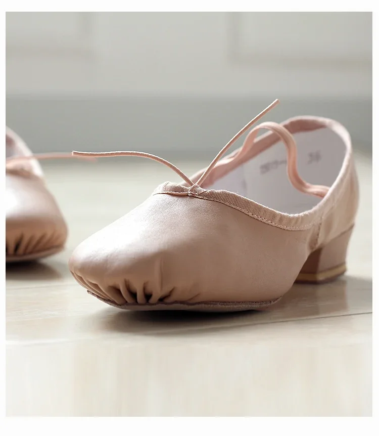 Ballet Shoes With Heels Adult  Women Girls Soft Leather Latin Dance Shoe Practice Teacher Teaching 4