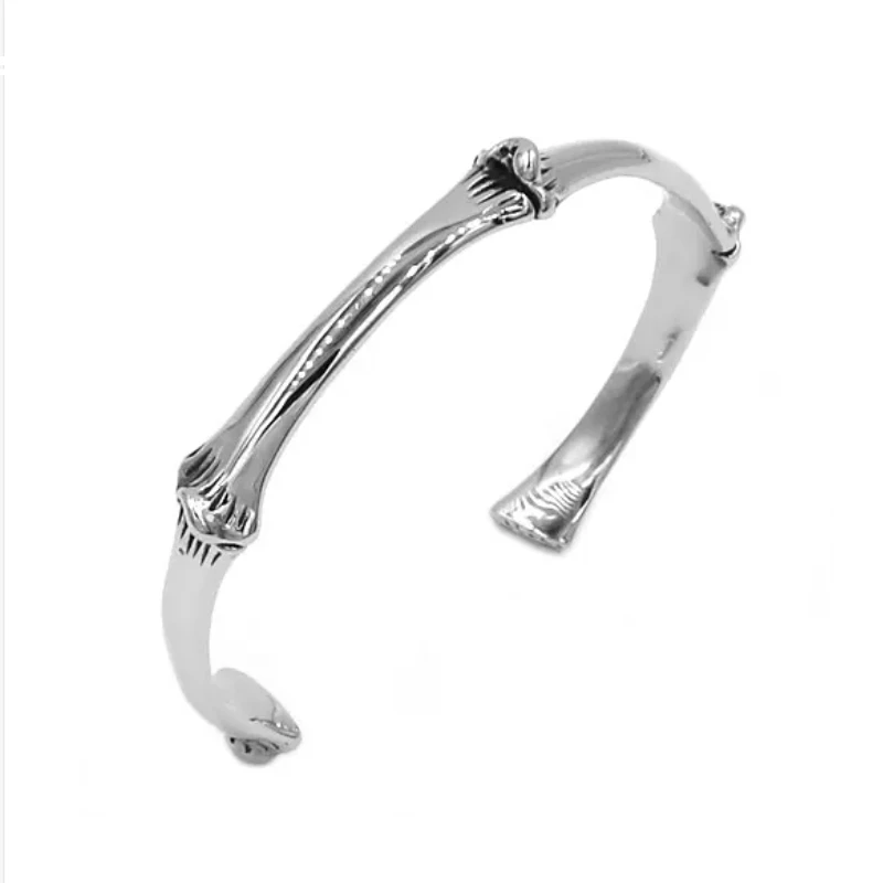 Vintage Ghost Skull Bones Biker Cuff Bracelet Stainless Steel Jewelry Gothic Feather Wing Norse Viking Wolf Men Bangle SJB0362A 2