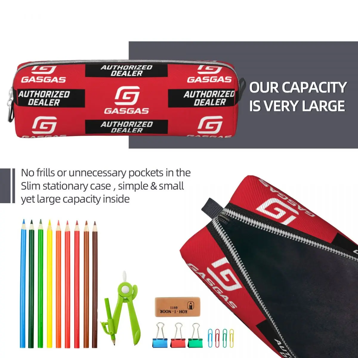 GasGas Pencil Cases Enduro Motorcycle Mountain Bike Pencil Box Pen For Student Big Capacity Bag School Supplies Gifts pencil cases stationery box