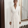 SILIWEYA Fashion Womens Suit Set Formal Occasion Elegant Two Piece Long Coat Wedding Party Wear Casual Robe V-neck Blazer Suits 4