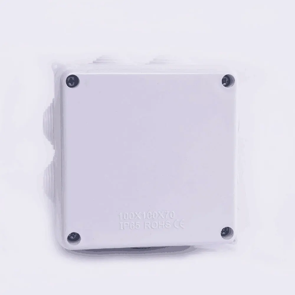 WHITE WATERPROOF JUNCTION BOX 100 X 100 X 70 IP65 PVC FOR USE WITH CONDUIT,TV