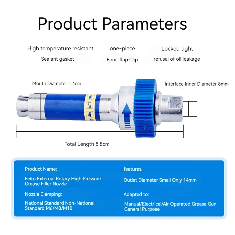 Grease Coupler Adapter Grease Coupler Lock Clamp Type Quick Release Grease Nozzle M6/M8/M10 Mouth Connector Oil Pump Lock on Tools Hose