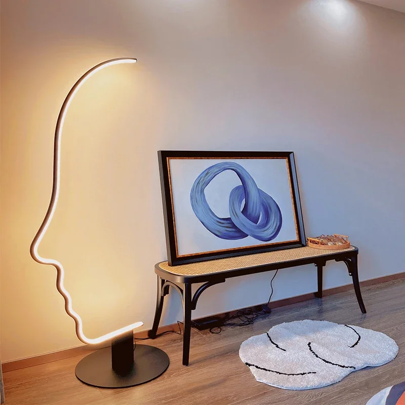 

Nordic Minimalist Creativity Human Face Led Floor Lamp Living Room Bedroom Home Decor Bedside Sofa Corner Standing Ambient Light