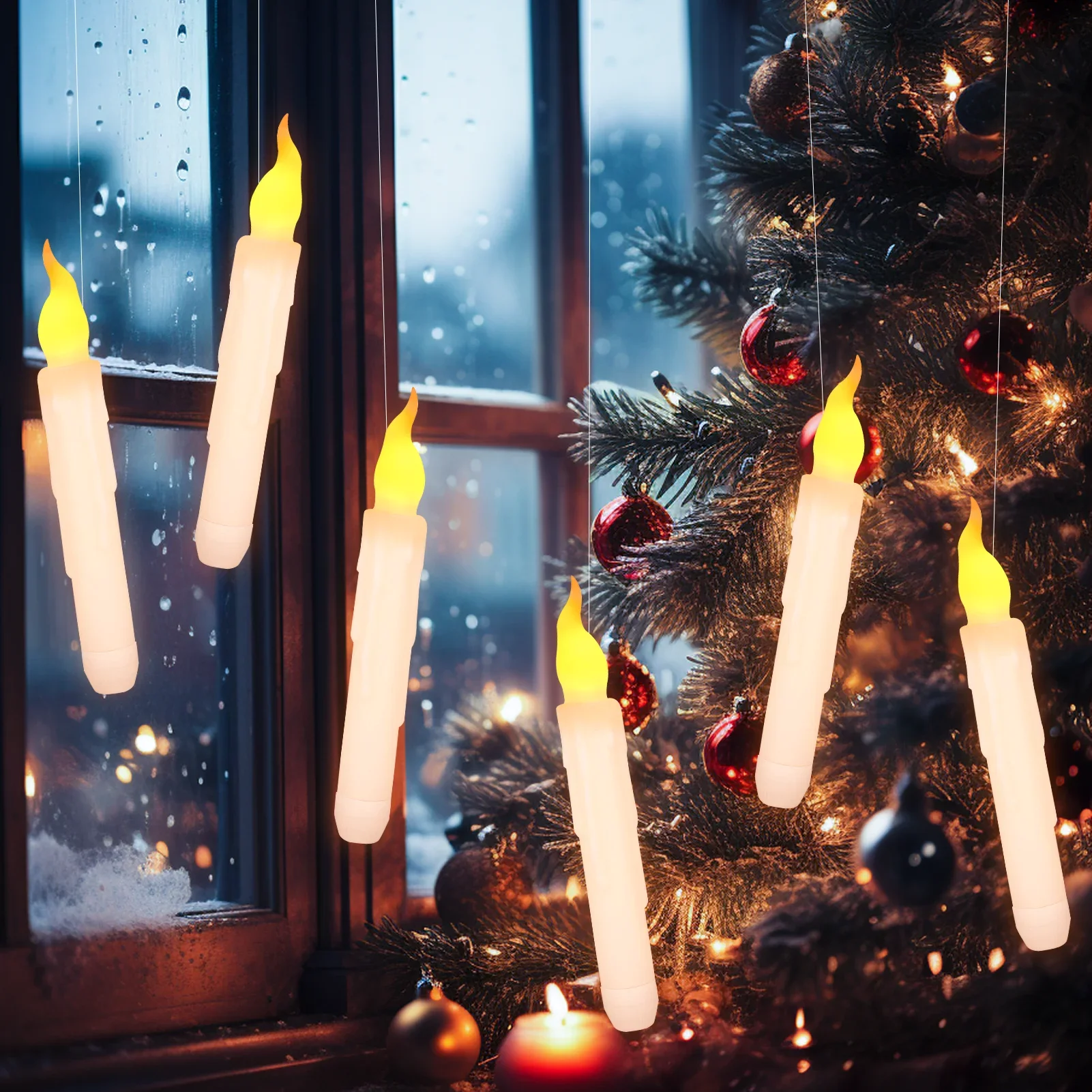 Flameless Window Candles with Removable Holder & Timer Remote  Battery Operated LED Flickering Light for Christmas Decoration
