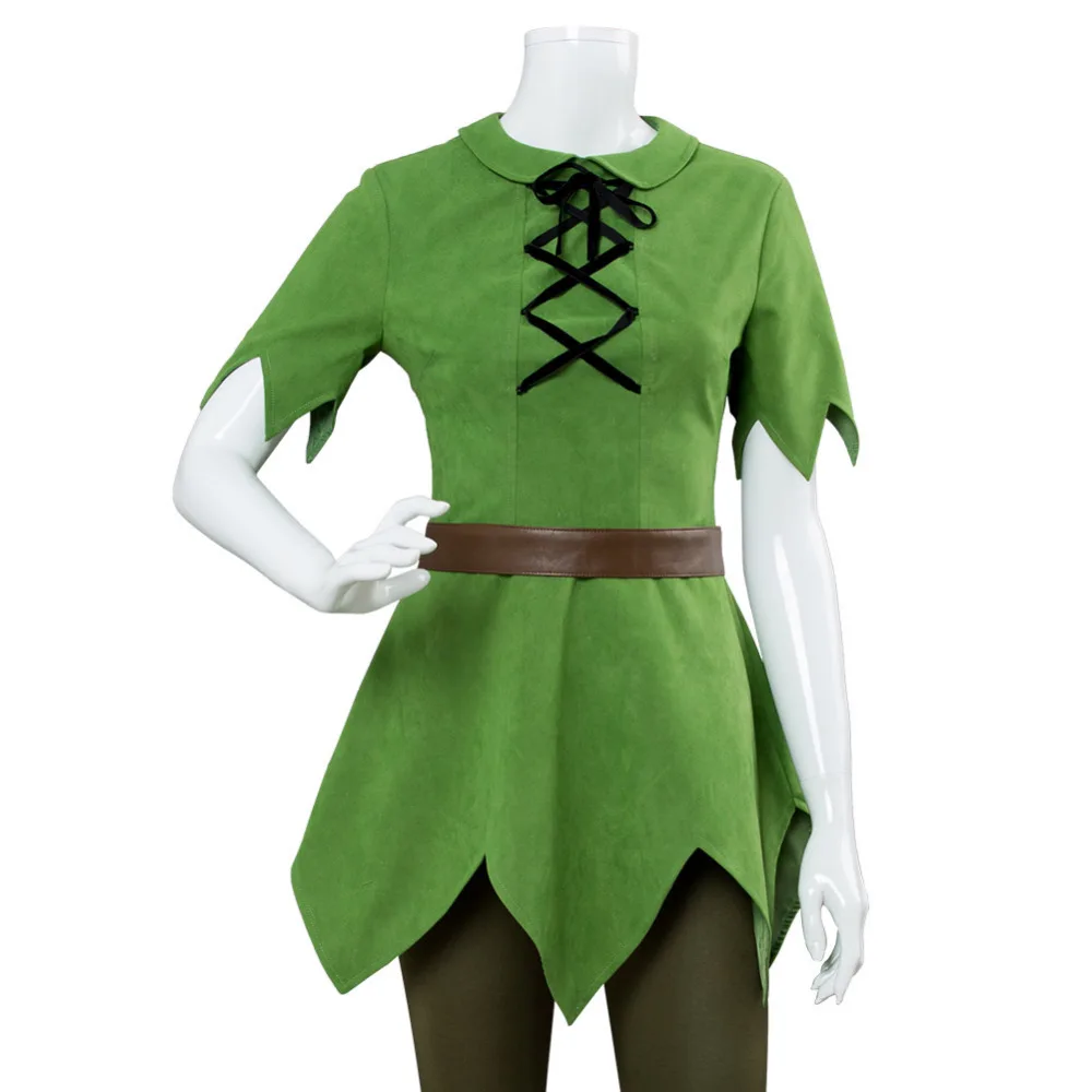 

Movie Peter Pan Cosplay Costume Green outfit Top Pants Hat Role Play Peter Pan Halloween Carnival Cosplay Costum Women Style