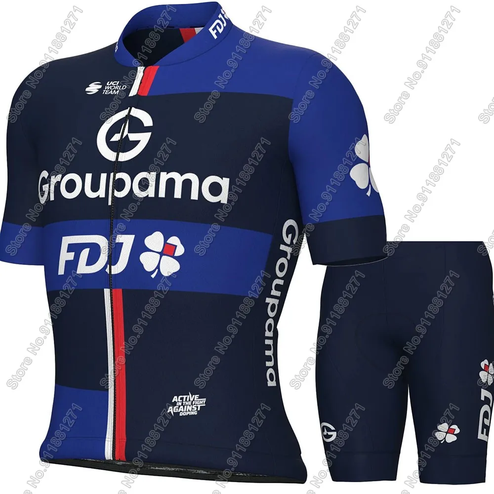 FDJ Team 2025 Cycling Jersey Set Men Bicycle France Groupama-Clothing Road Bike Shirts Suit Bicycle Bib Shorts MTB Maillot 6
