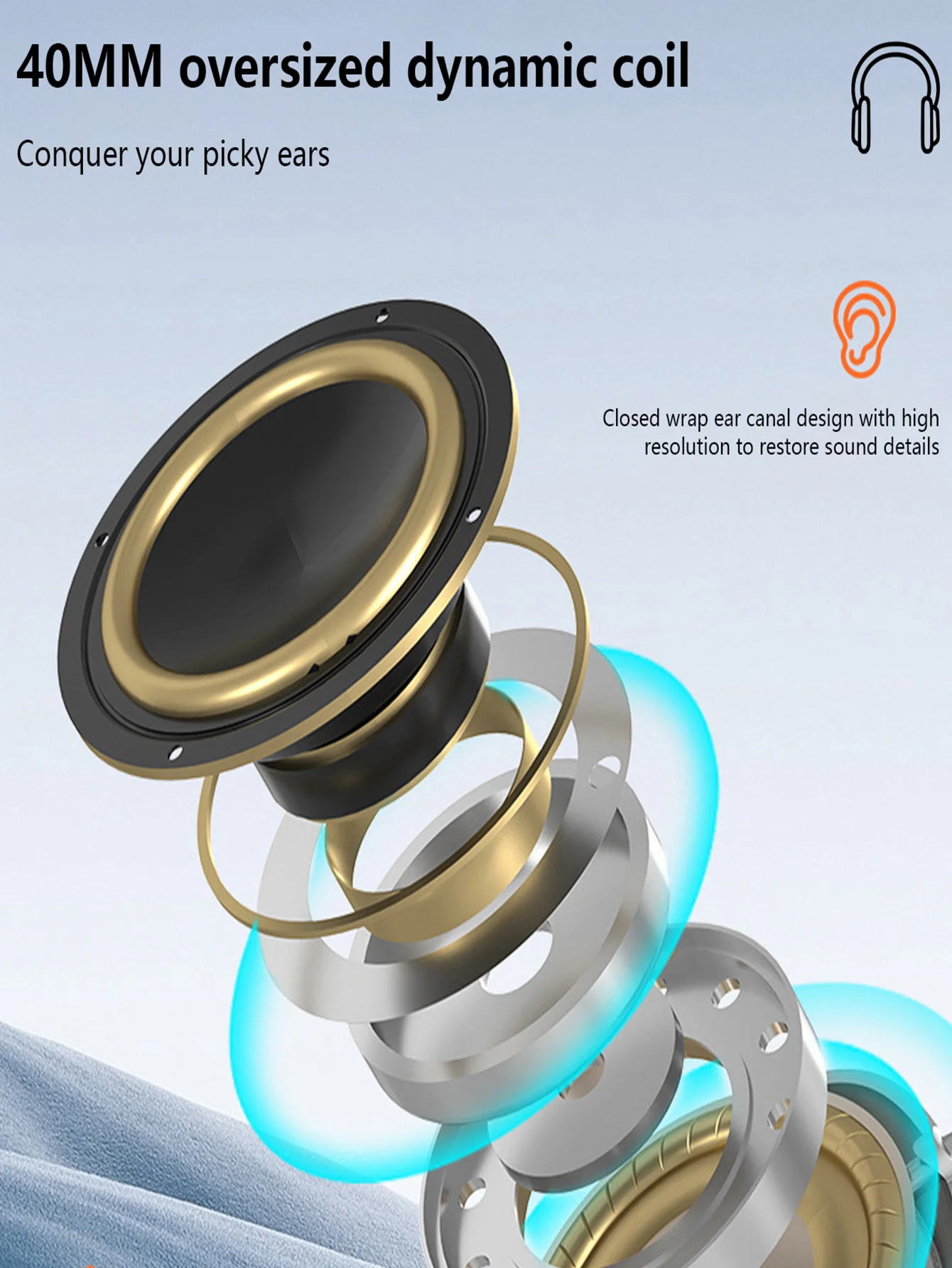 Wireless Bluetooth over ear headphones with dynamic vocalism principle.