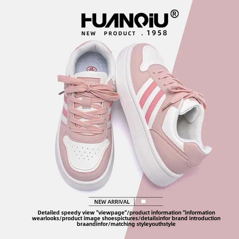 Women Shoes Sports Board Shoes Pink Board Shoes Women's Spring Versatile Student Campus Style Breathable With Light Heel