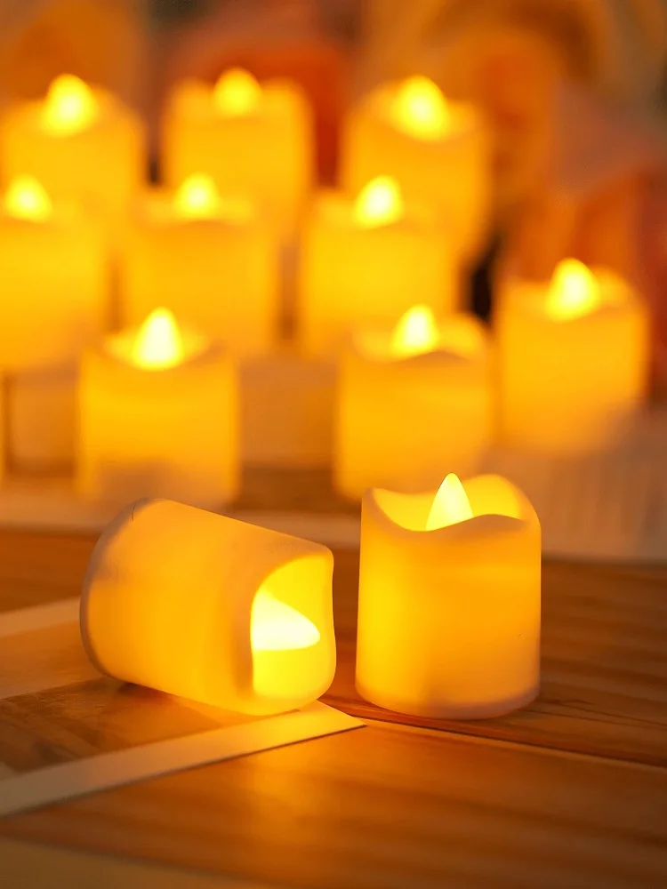 Flickering LED Ivory Electronic Candle, Flameless Tealight Candle, Battery Operated LED Tealight Candle, Ideal for Weddings, Tab - Image 4