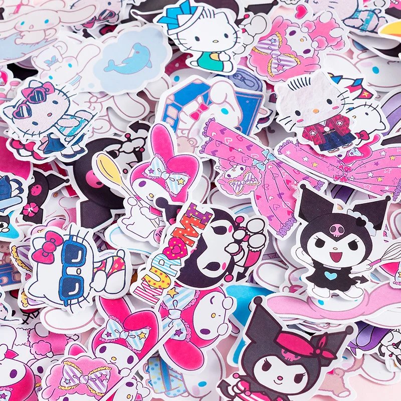

Kawaii My Melody Kuromi Hello Kitty наклейки для детей девочек Diy ноутбук телефон дневник декоративные материалы наклейка с милым рисунком