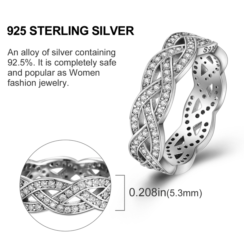 925 Silver Women Original Wedding Rings Sparking Zircon Knot Ring Elevated Heart Ring Classic Teardrop Halo Finger silver heart ring silver rings silver ring wedding rings