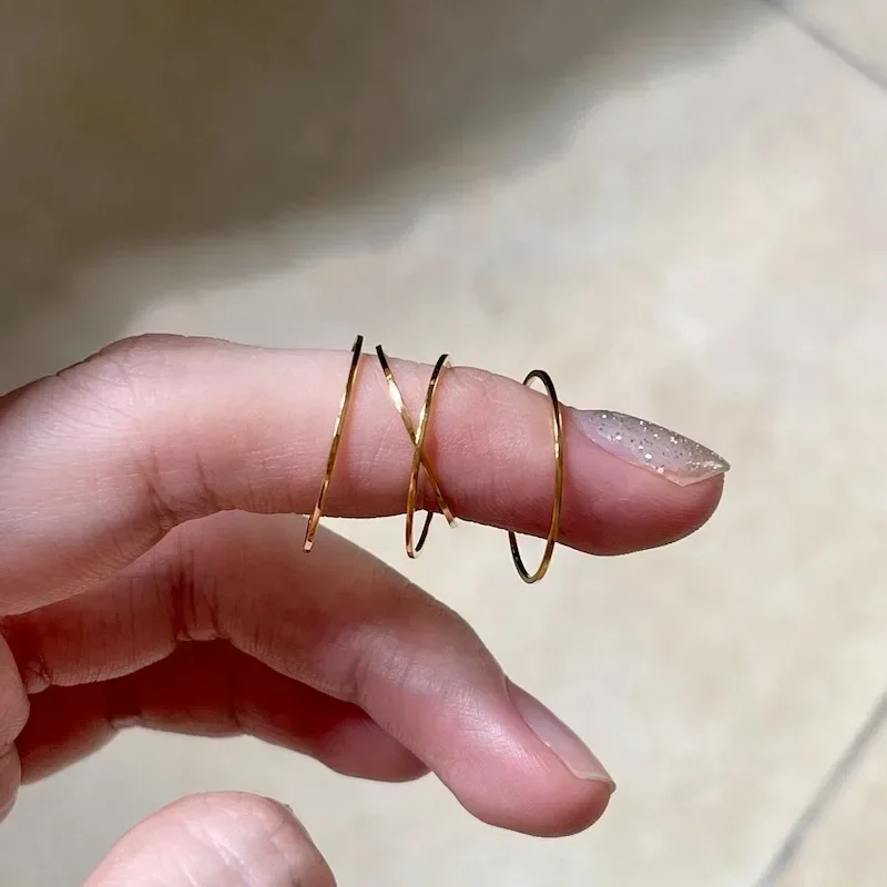 0.5mm Extremely Thin Stainless Steel Anti-Tarnish Rings for Women Fashion Simple 18K Pvd Gold Plated Ring Office Style 2