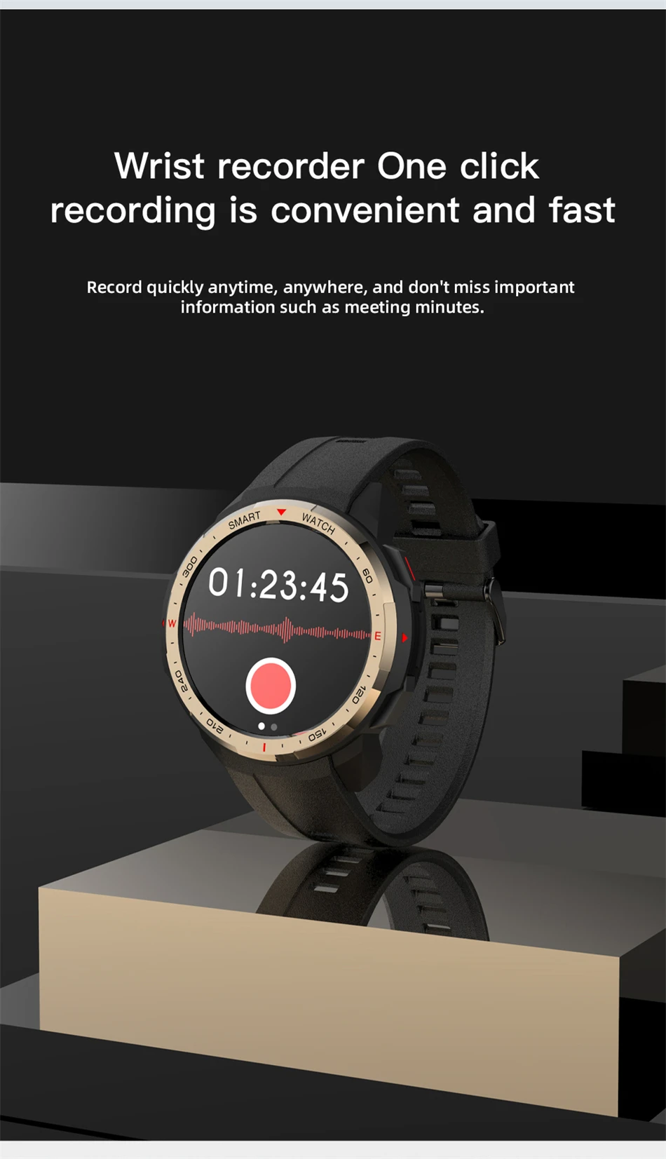 KALOSTE Smart Watch Man Bluetooth Call Blood Pressure Blood Oxygen Watch Local Music Recorder Smartwatch For Huawei Xiaomi +Box