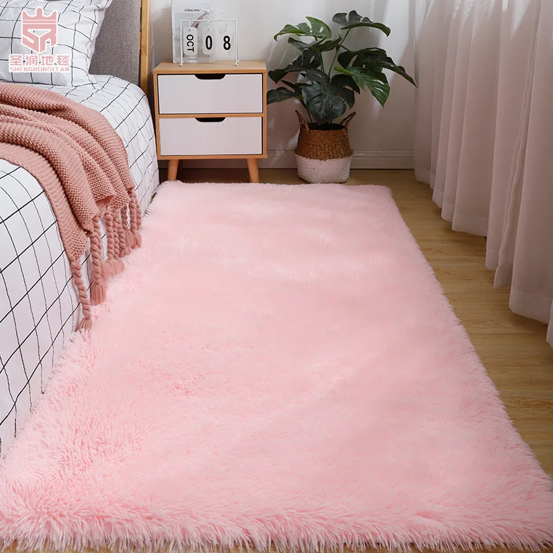 Silk Wool Shaggy Rugs For Girls Bedroom Living Room