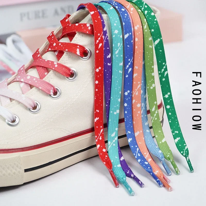

Flat Gradient Shoelaces Splash Ink Printing Colorful Shoelace for AF1 Women Men Sports Casual Basketball Canvas Shoes Shoe Laces
