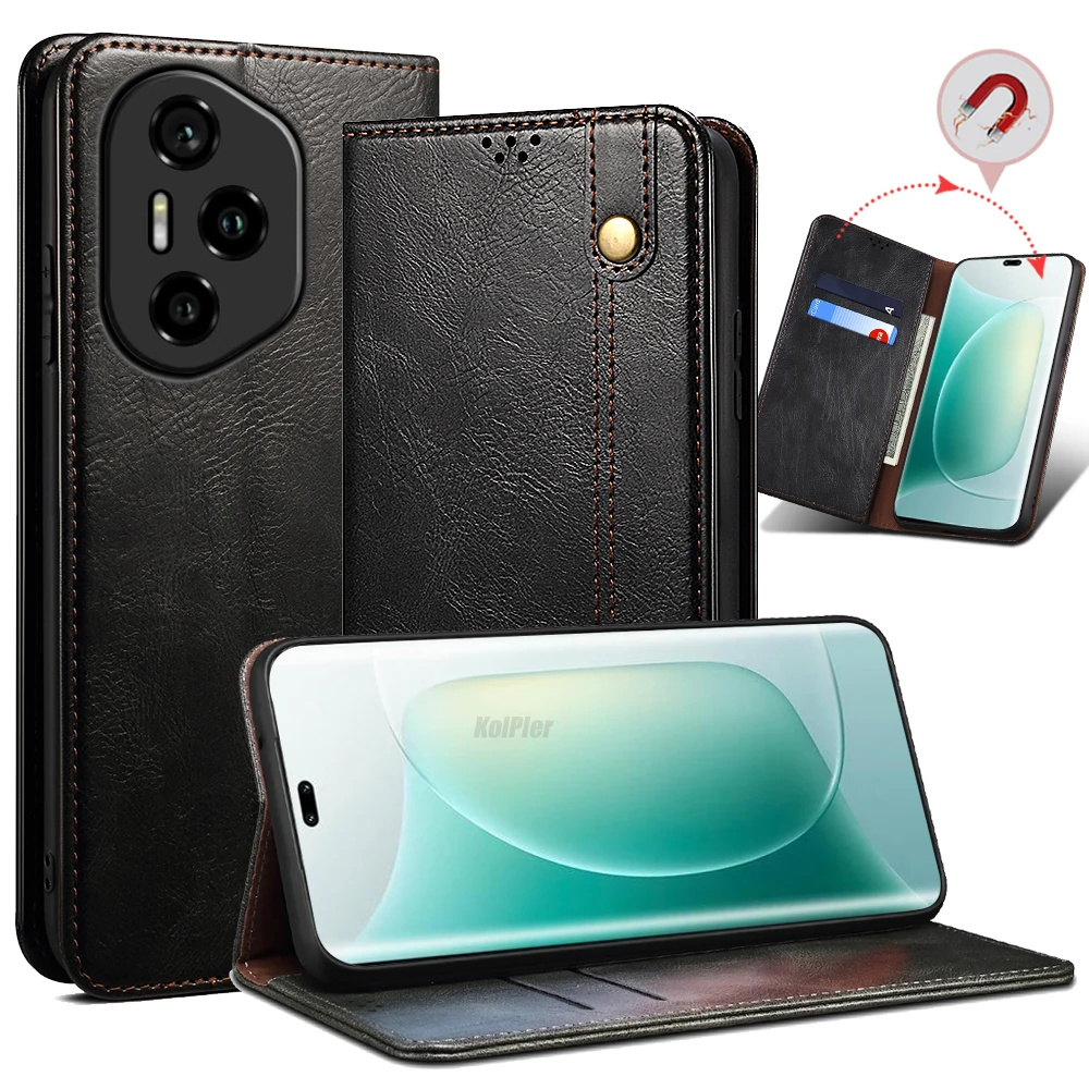 Luxury Leather Flip Wallet Case with Card Slot and Stand - Magnetic Closure Protective Phone Cover