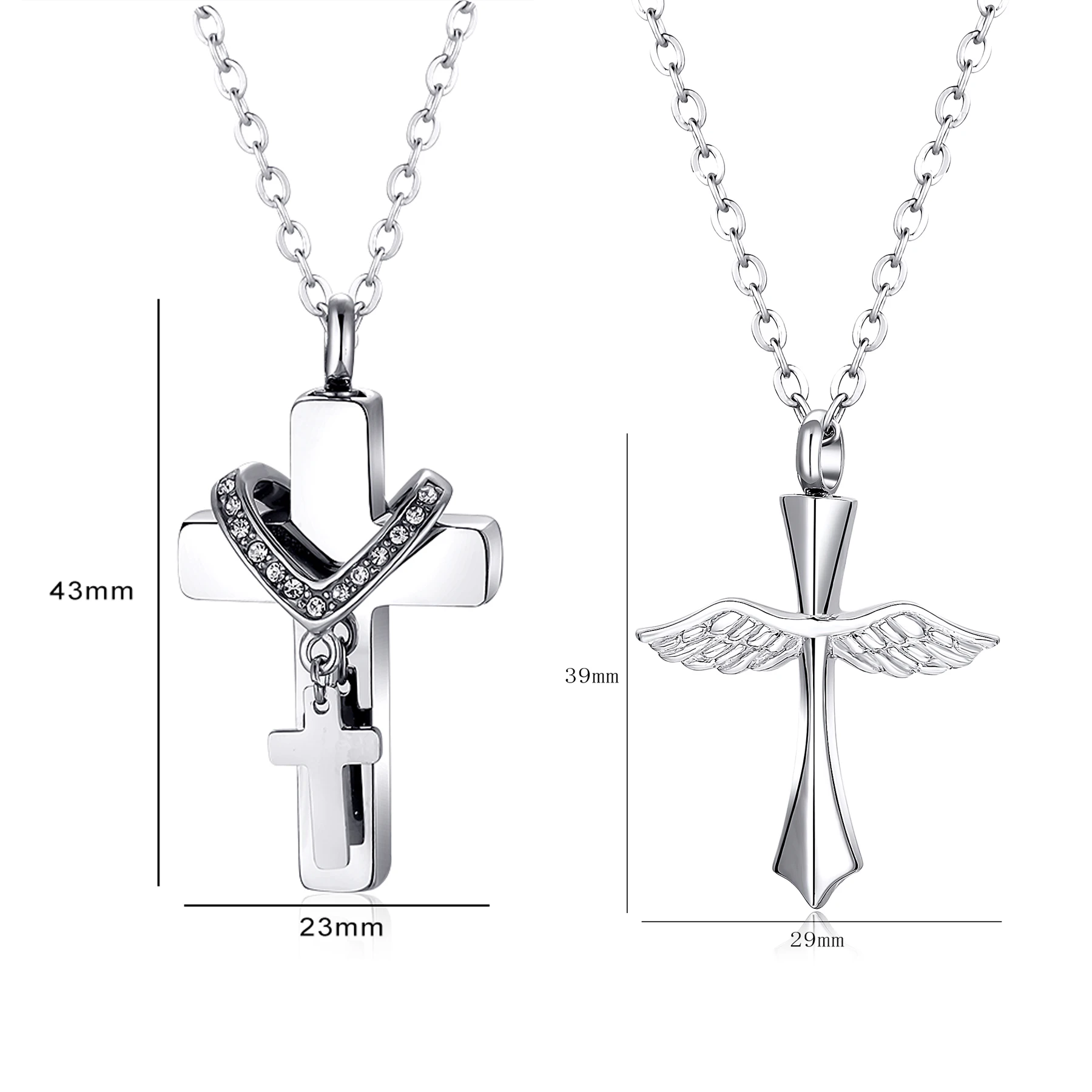 Collana Urna A Croce In Cristallo Per Ceneri – Gioiello Commemorativo In Acciaio Inox 316L Con Kit Di Riempimento, Per Ricordo Di Persone Care E Animali Domestici - 2