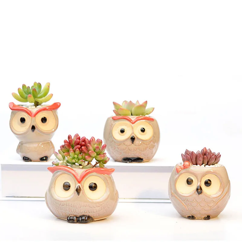 Cute Owl flower pot Garden Office Decoration Succulent Mini Owl Flowerpot Cute Animal Flowerpot Cactus Plants Planters