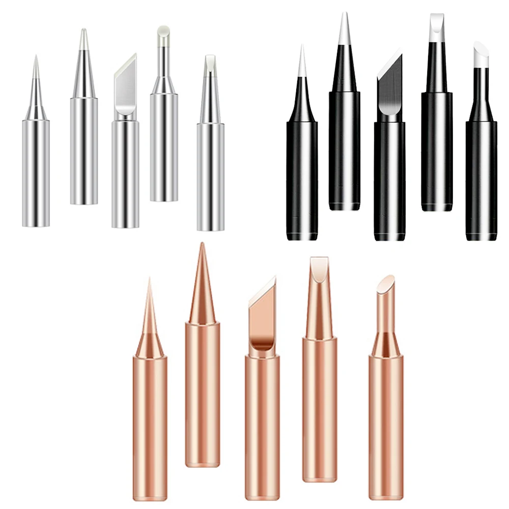 5Pcs I+B+K+2.4D+3C soldering iron pure copper 900M soldering iron head set inside hot bare copper electric soldering iron tip