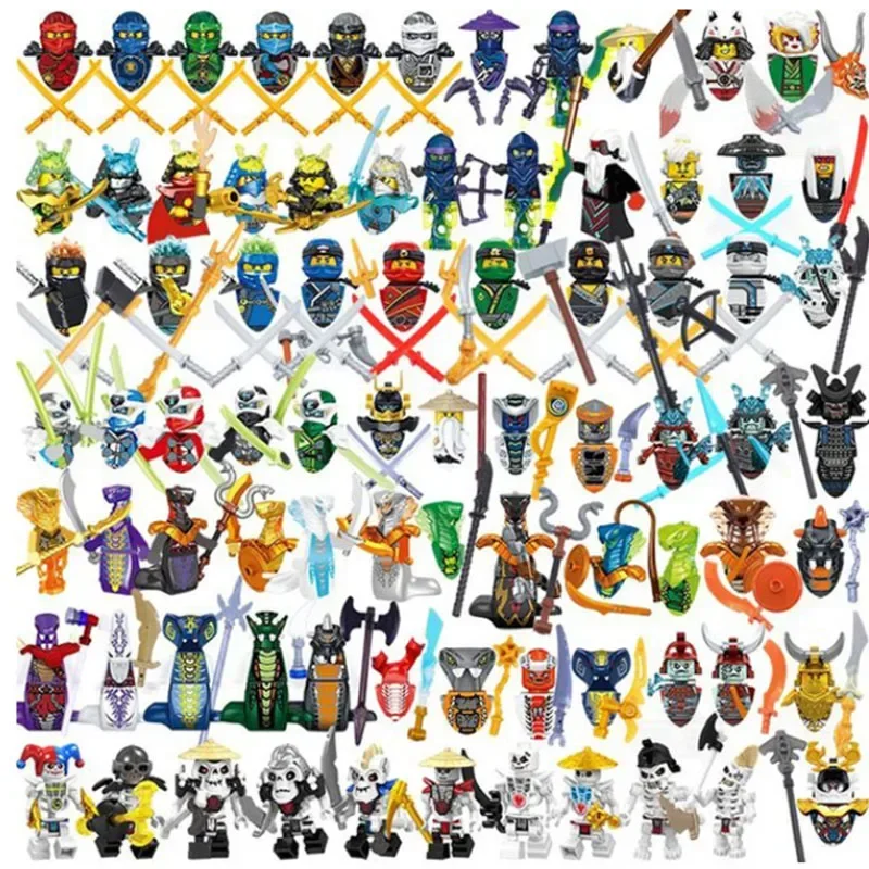 

Mini Ninja Motorcycle Action Figures Building Blocks Skeleton Soldiers Snakes Warrior Samurai Anime Movie Doll Bricks Kids Toys