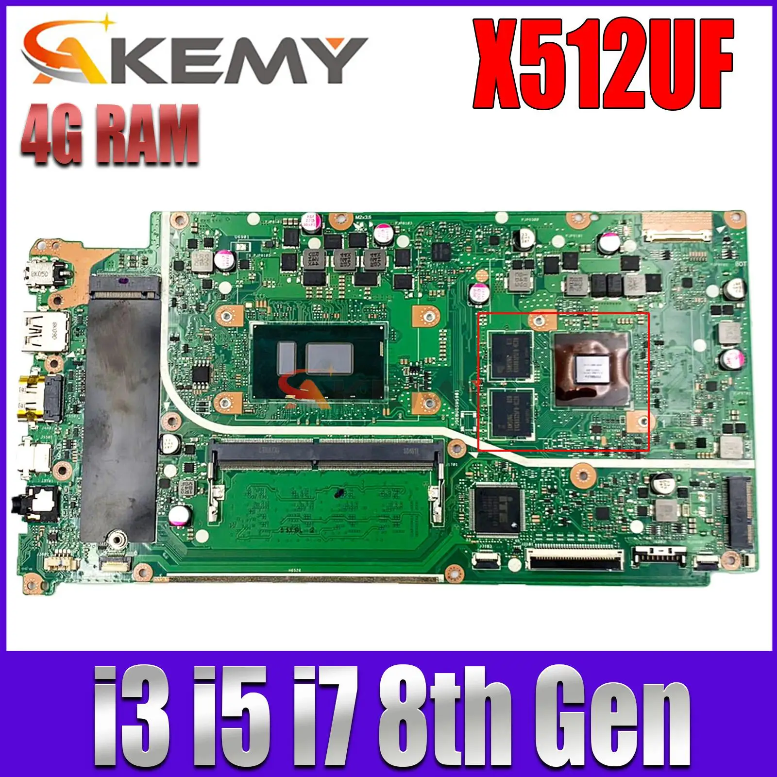 

Mainboard X512UB X512UF X512UA X712UA F512U A512U D712U M712U Y5100U V5000UA Laptop Motherboard 4417U I3 I5 I7 Gen 4GB-RAM