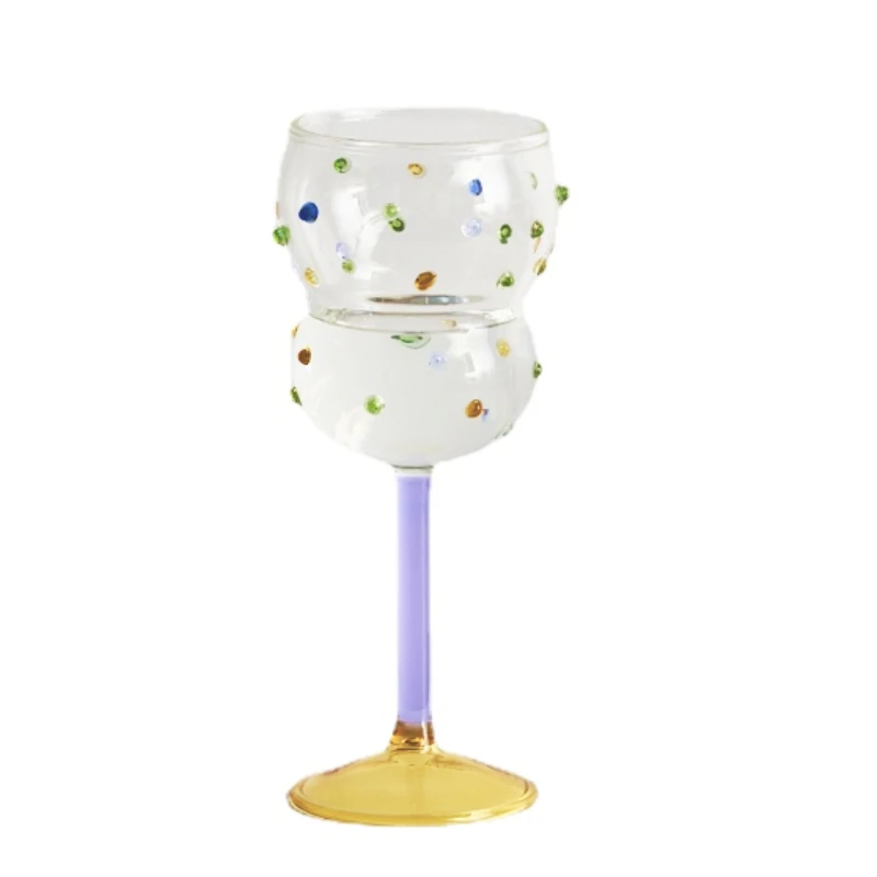 Colorful Goblet Glass Sparkling Gem Cocktail Champagne Cups Heat Resistant Champagne Coupes Wine Glass Wine Glass images - 6