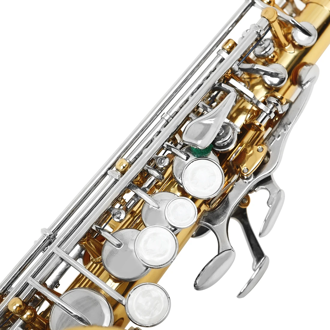 SLADE Gold und Silber Zweifarbiges Saxophon Small Bend Sax Bb Flat Sax Brass Body Professionelles Saxophon mit Koffer Reed Neck Strap Teil – Detail 8