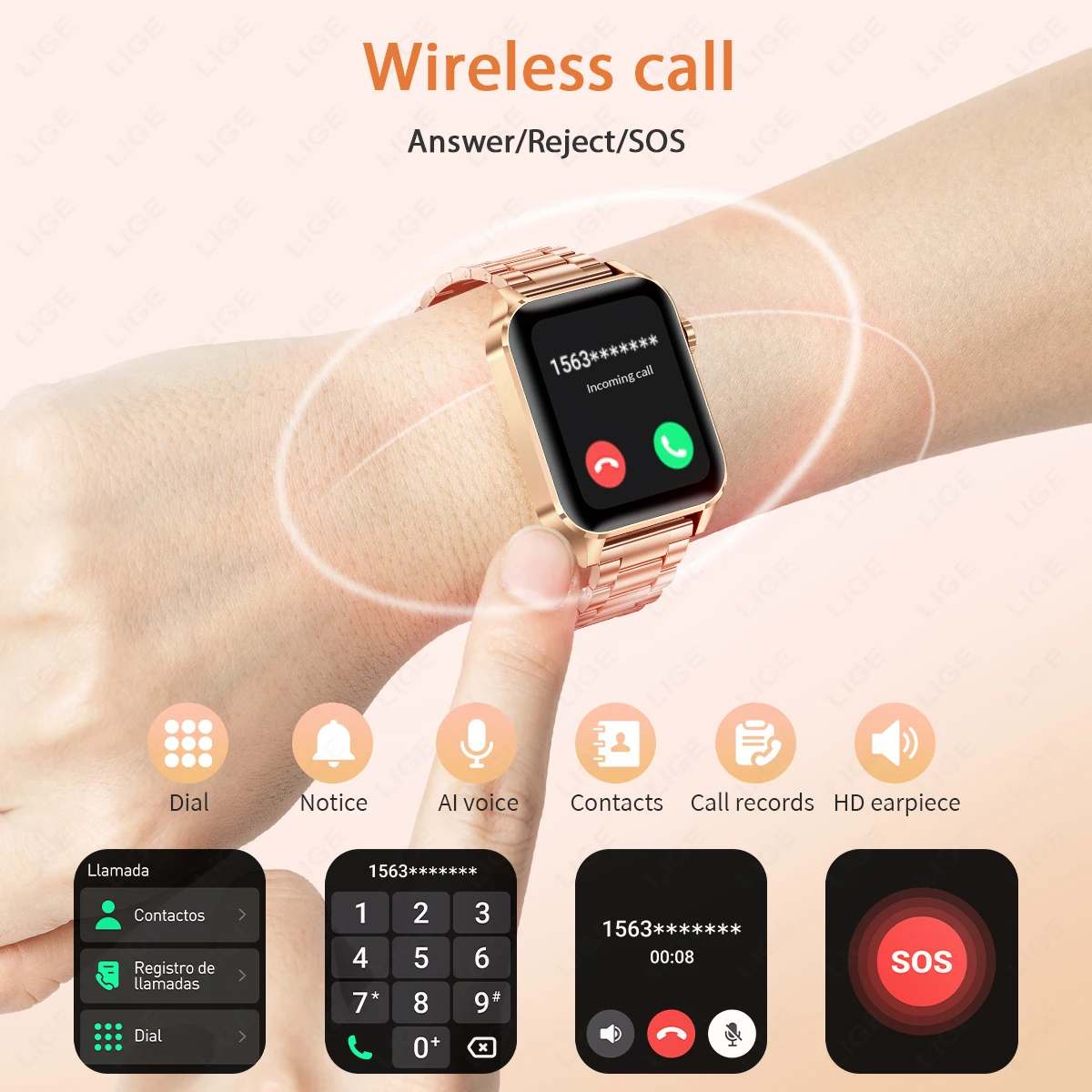 LIGE Men Women Smart Watch HD Screen Heart Rate Bluetooth Calls Waterproof Sport Band DIY Faces SmartWatch For Android IOS 2024