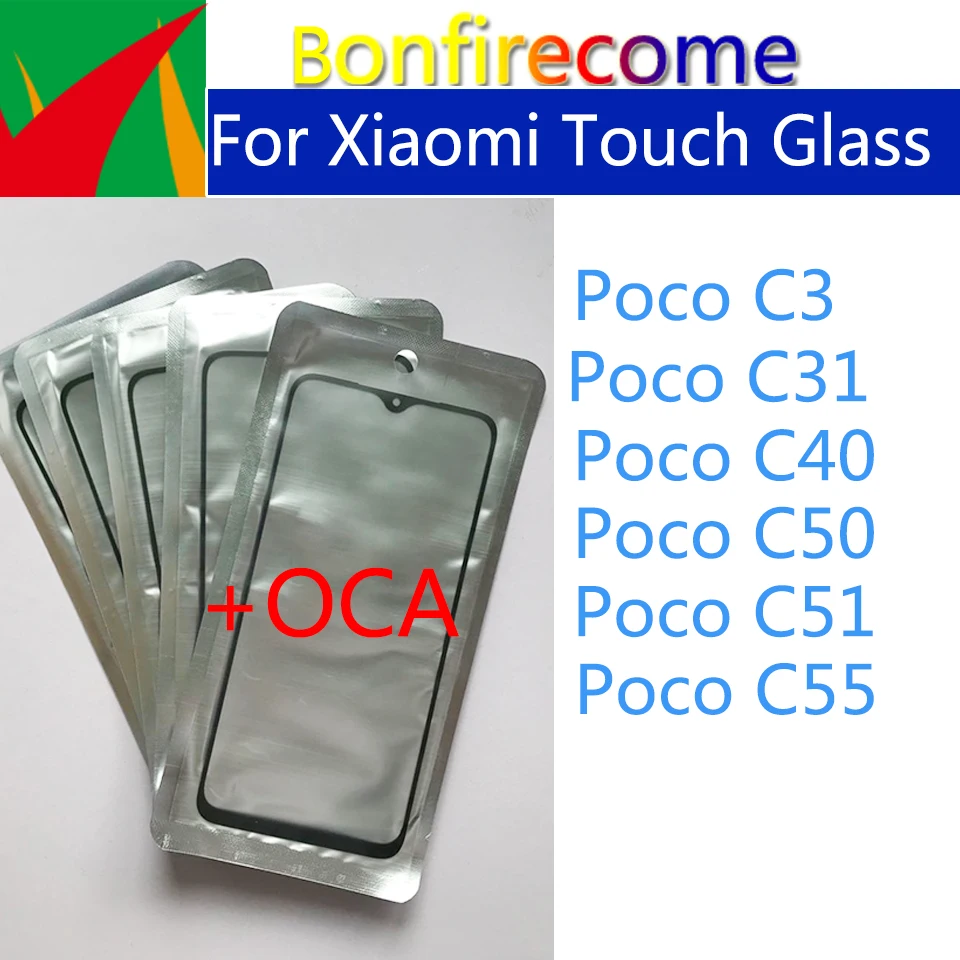 

10Pcs/Lot For Xiaomi Poco C3 C31 C40 C50 C51 C55 Touch Screen Panel Front Outer Glass Lens With OCA Replacement