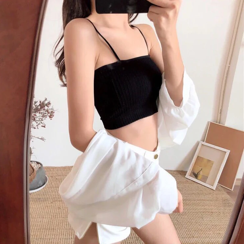 Description Picture 6 of itemSolid Color Sexy Tank Crop Tops Women Summer Basic Crop Top Streetwear Sleeveless Camis Cool Girls Cropped Tee Camisole Femme