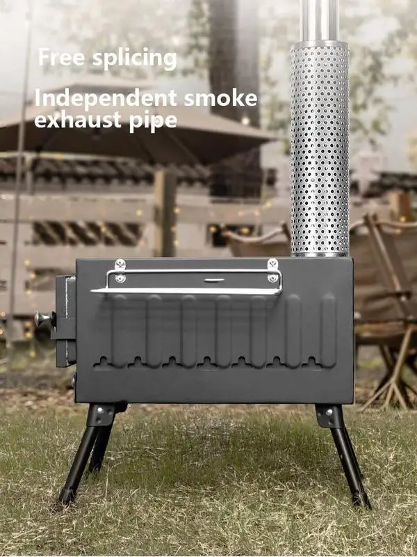 Portable Camping Wood Burning Stove Camp Wood Stove With Chimney Outdoor  For Frying Stewing Cooking For Hiking Travelling Picnic