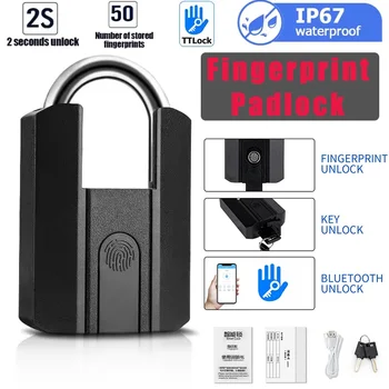 Fingerprint Padlock TTLock Bluetooth APP+Program+Fingerprint+Key Smart Type-C Rechargeable Keyless Home Electronic Door Lock 1